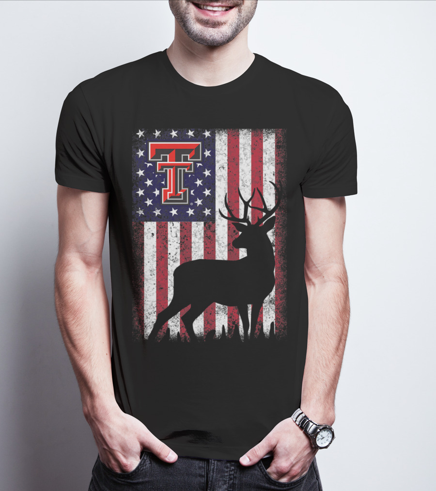 Texas Tech Red Raiders American Flag Deer T-Shirt