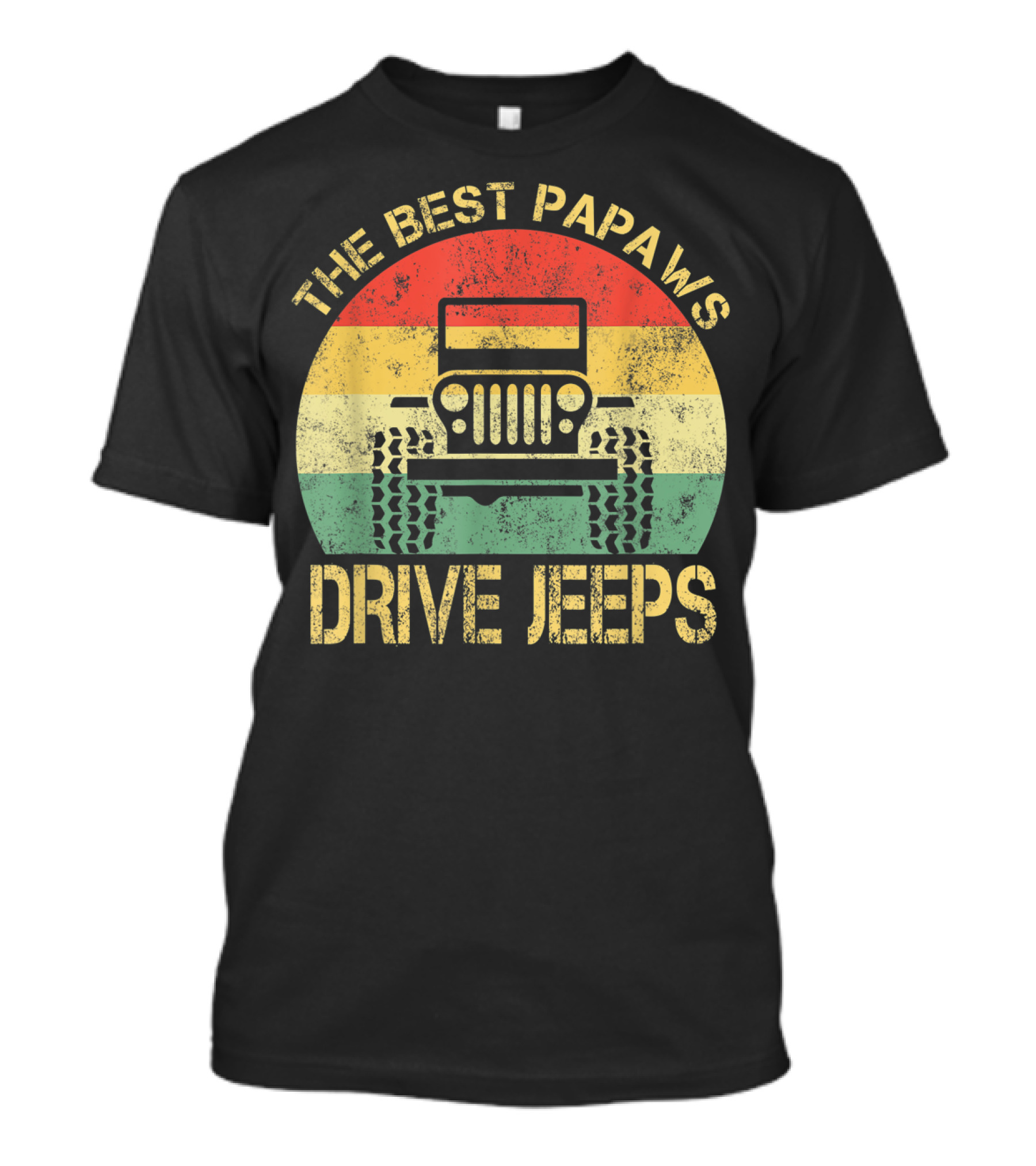 The Best Papaws Drive Jeeps Retro Striped T-Shirt