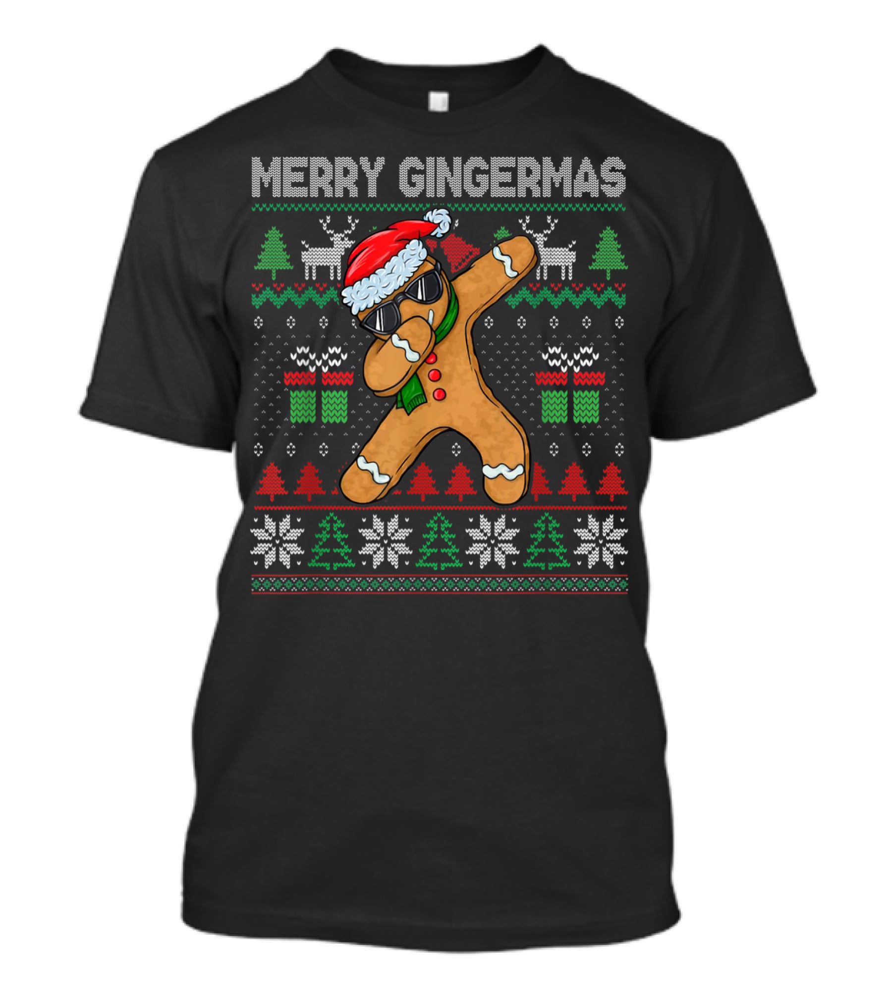 Merry Gingermas Ugly Dabbing Gingerbread Funny Santa Christmas T-Shirt
