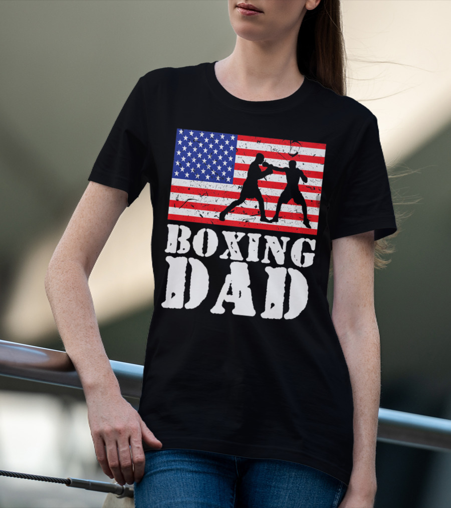 American Flag Boxing Dad T-Shirt