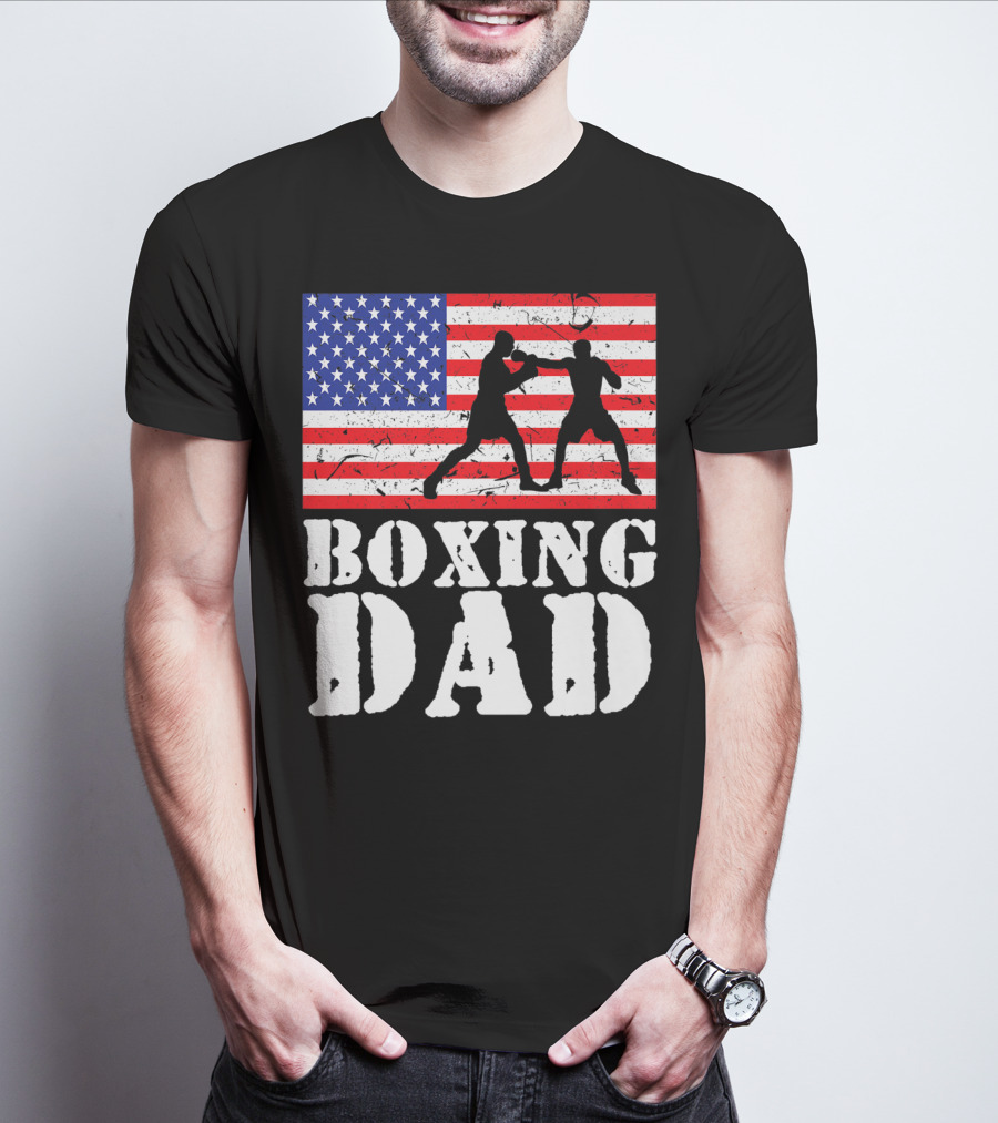 American Flag Boxing Dad T-Shirt