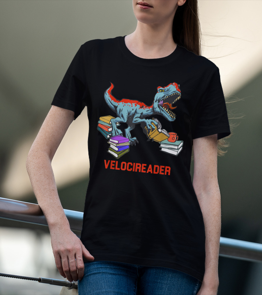 Velocireader Velociraptor Surrounded By Books And Coffee Mug T-Shirt