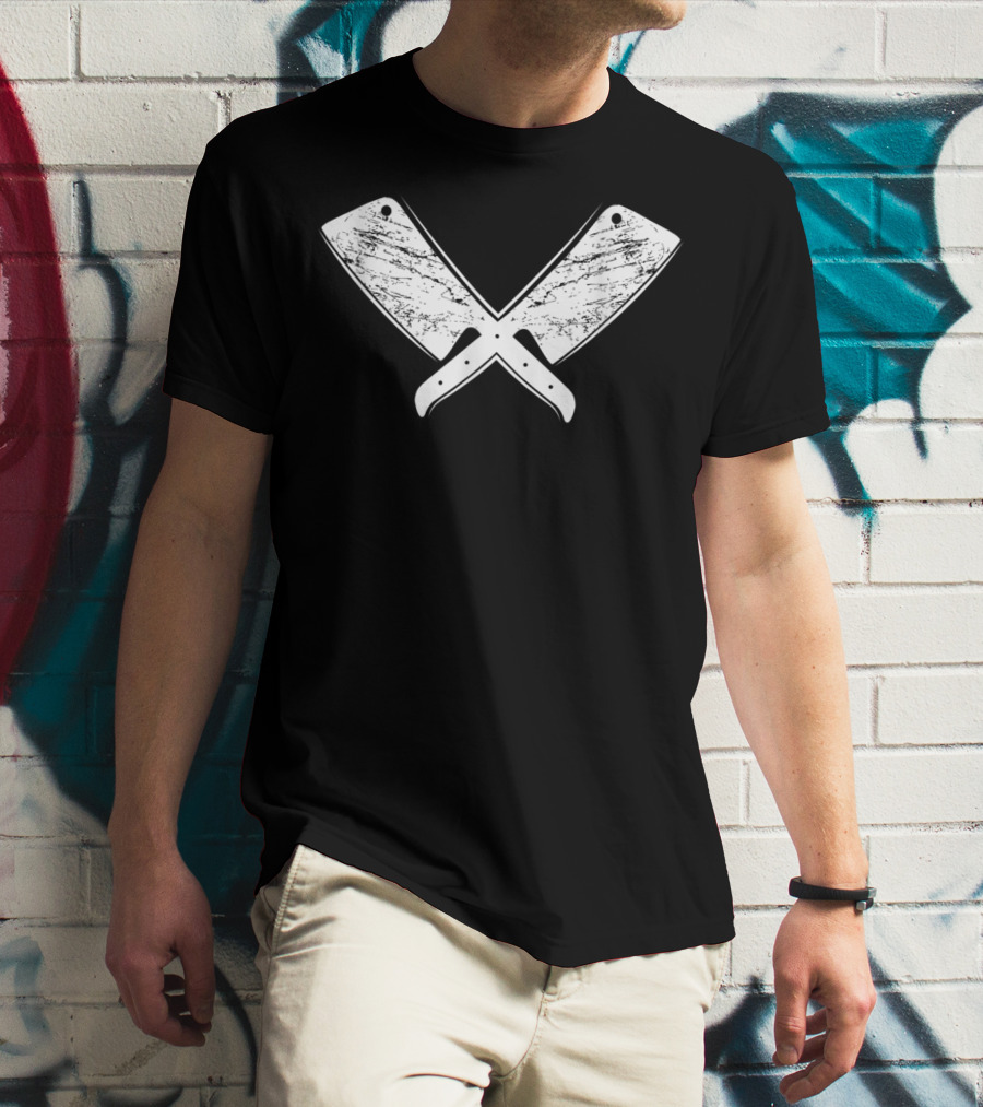 Vintage Butcher Knife Meat Cook Crossed Cleavers T-Shirt