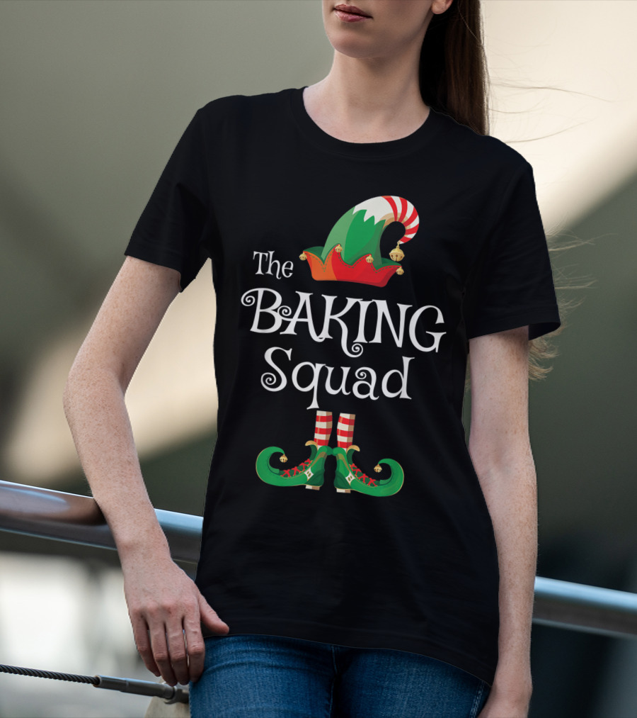The Baking Squad Funny Elf Hat And Shoes Family Holiday T-Shirt
