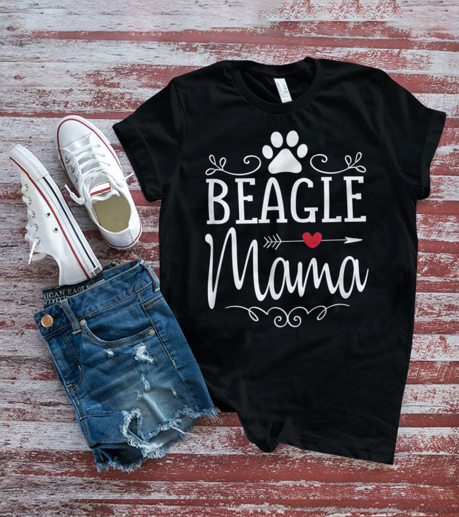 Beagle Mama Paw Print Heart Arrow T-Shirt