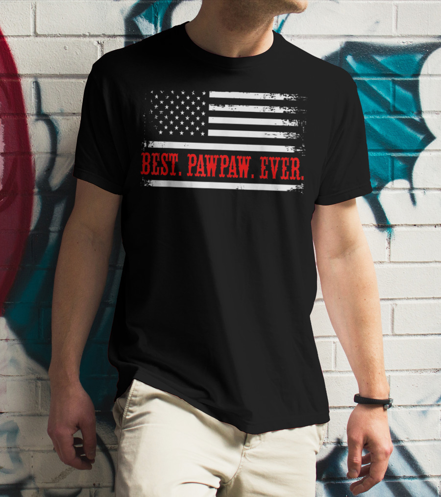 BEST PAWPAW EVER AMERICAN FLAG VINTAGE USA STRIPES T-Shirt