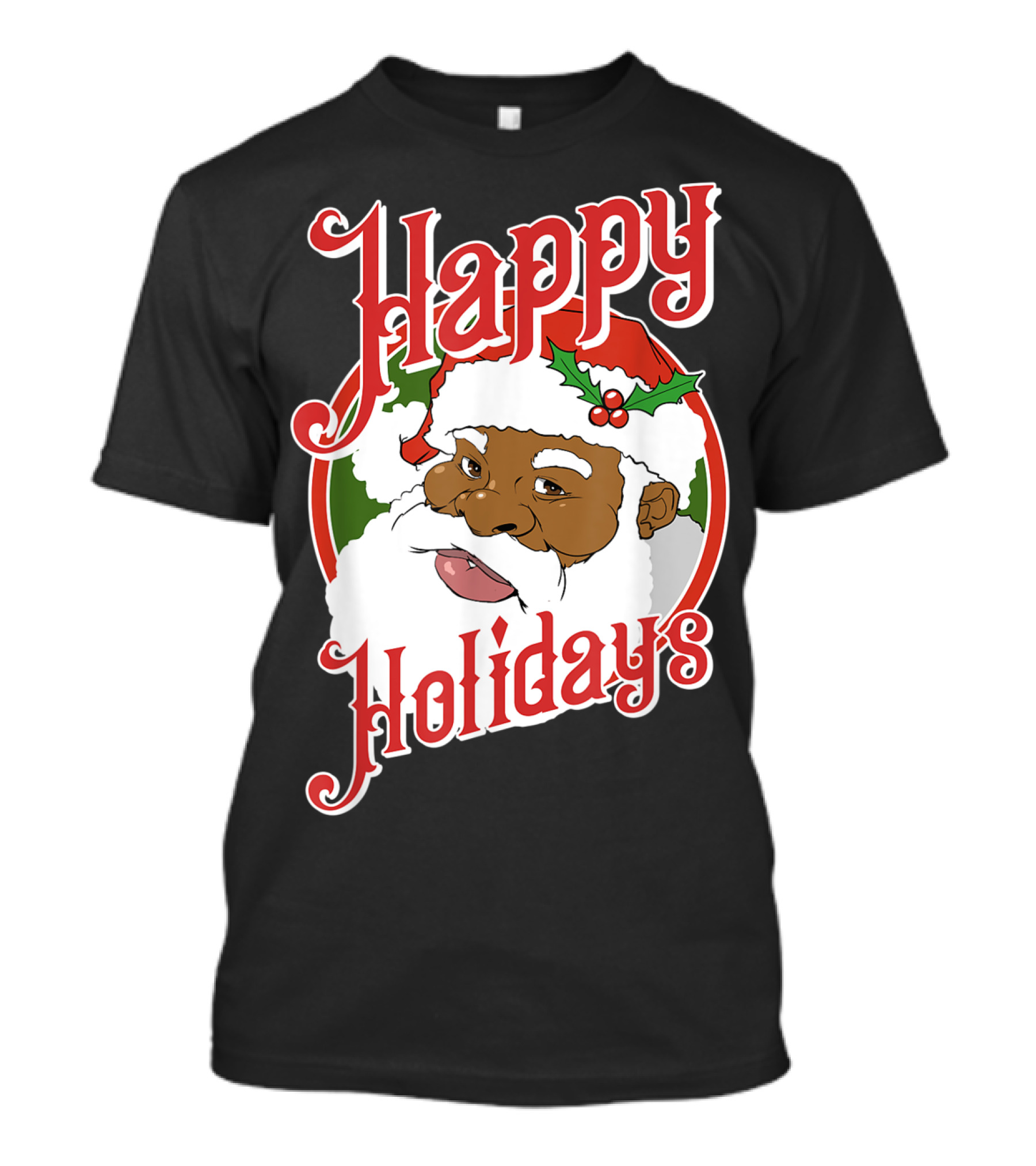 Happy Holidays African American Santa Claus T-Shirt