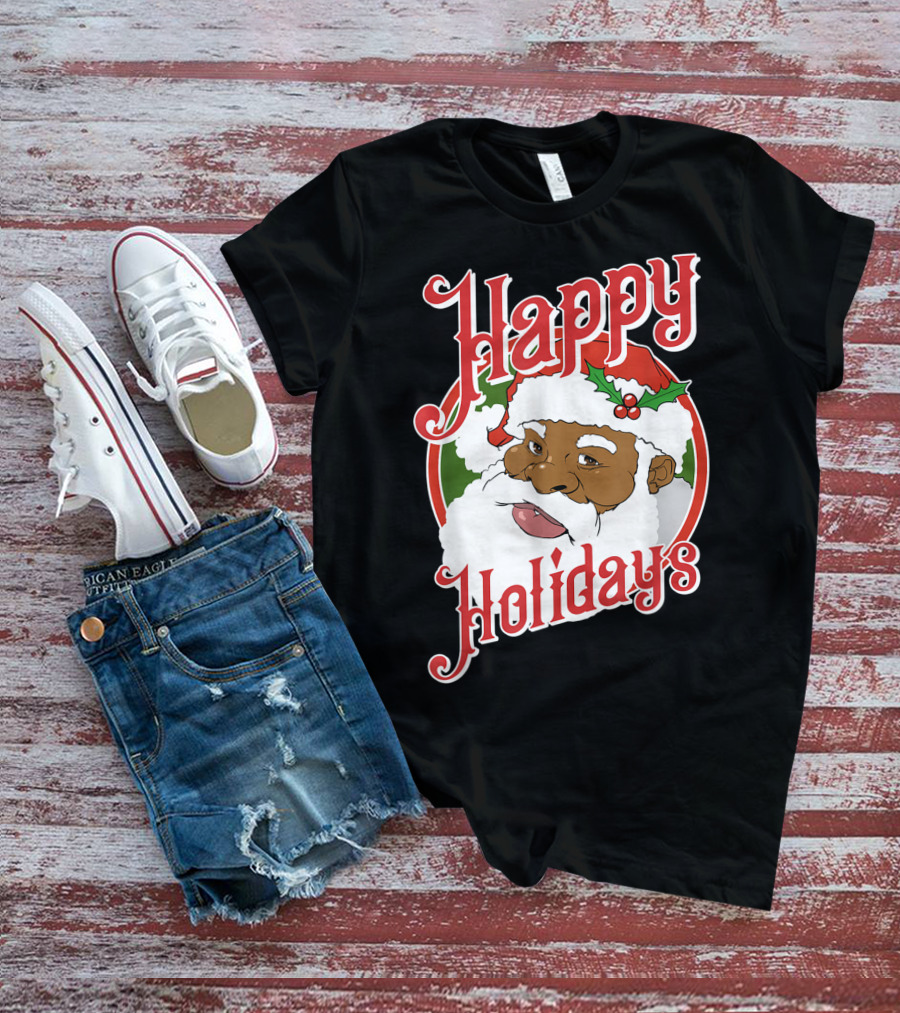 Happy Holidays African American Santa Claus T-Shirt