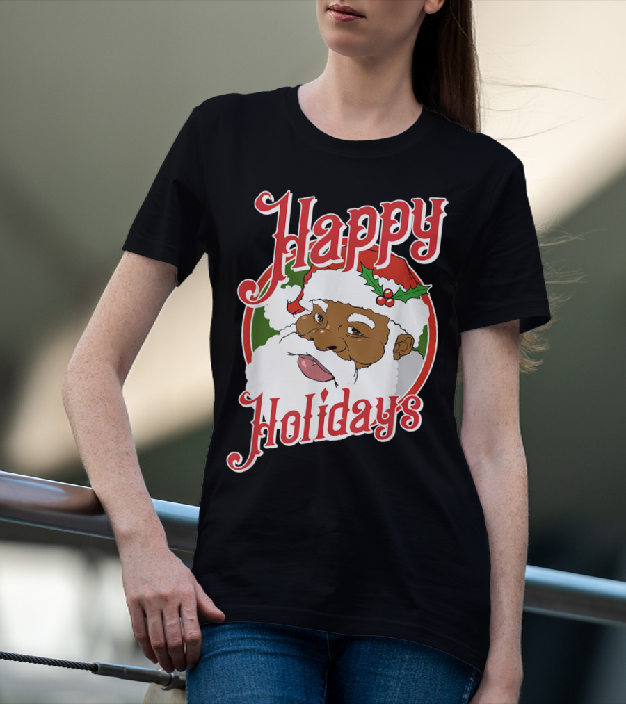 Happy Holidays African American Santa Claus T-Shirt