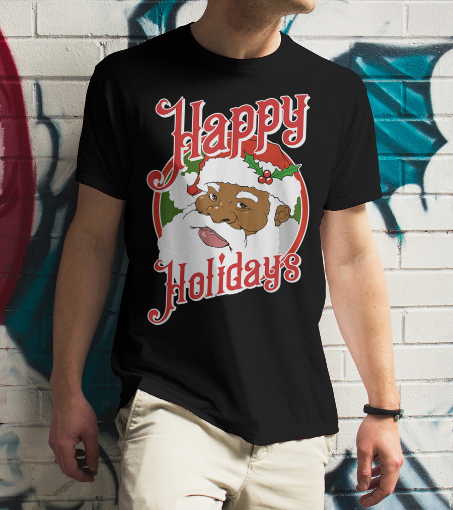 Happy Holidays African American Santa Claus T-Shirt