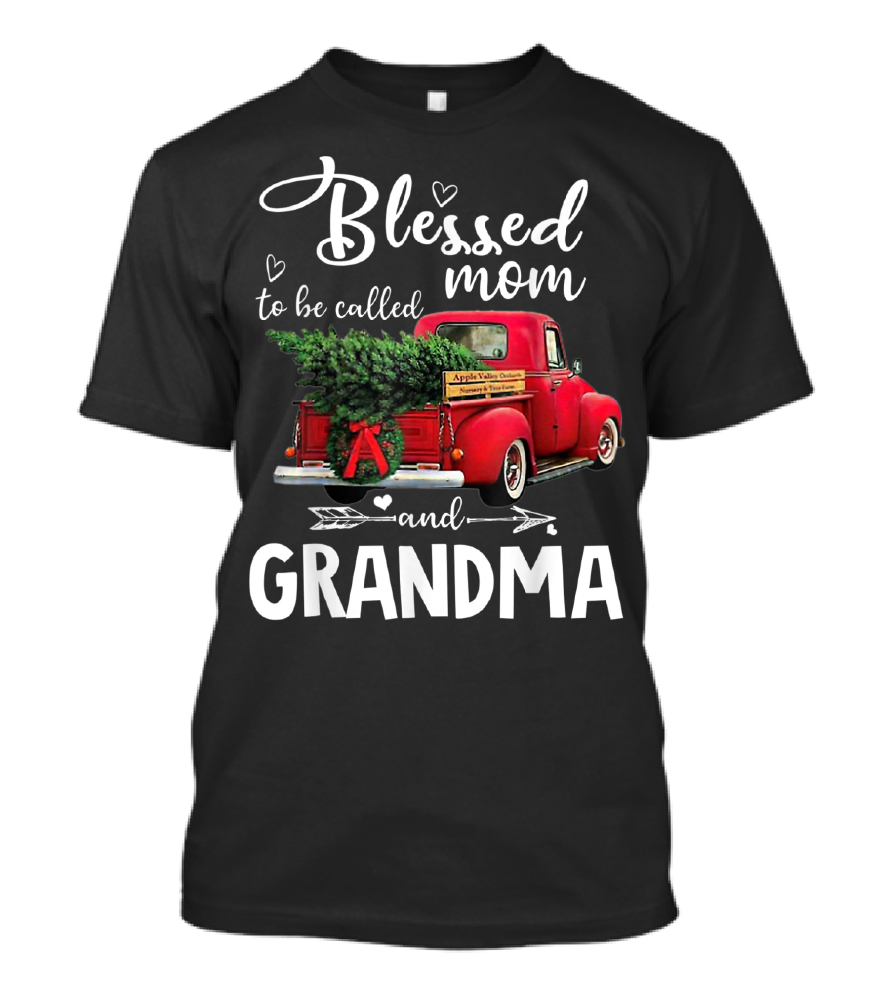 Blessed To Be Called Mom And Grandma Red Truck With Christmas Tree T-Shirt