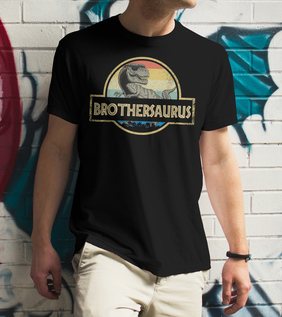 Brothersaurus Retro T-Rex Dinosaur T-Shirt