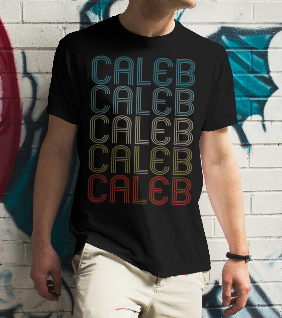 Caleb Bold Multicolor Repeated Name T-Shirt