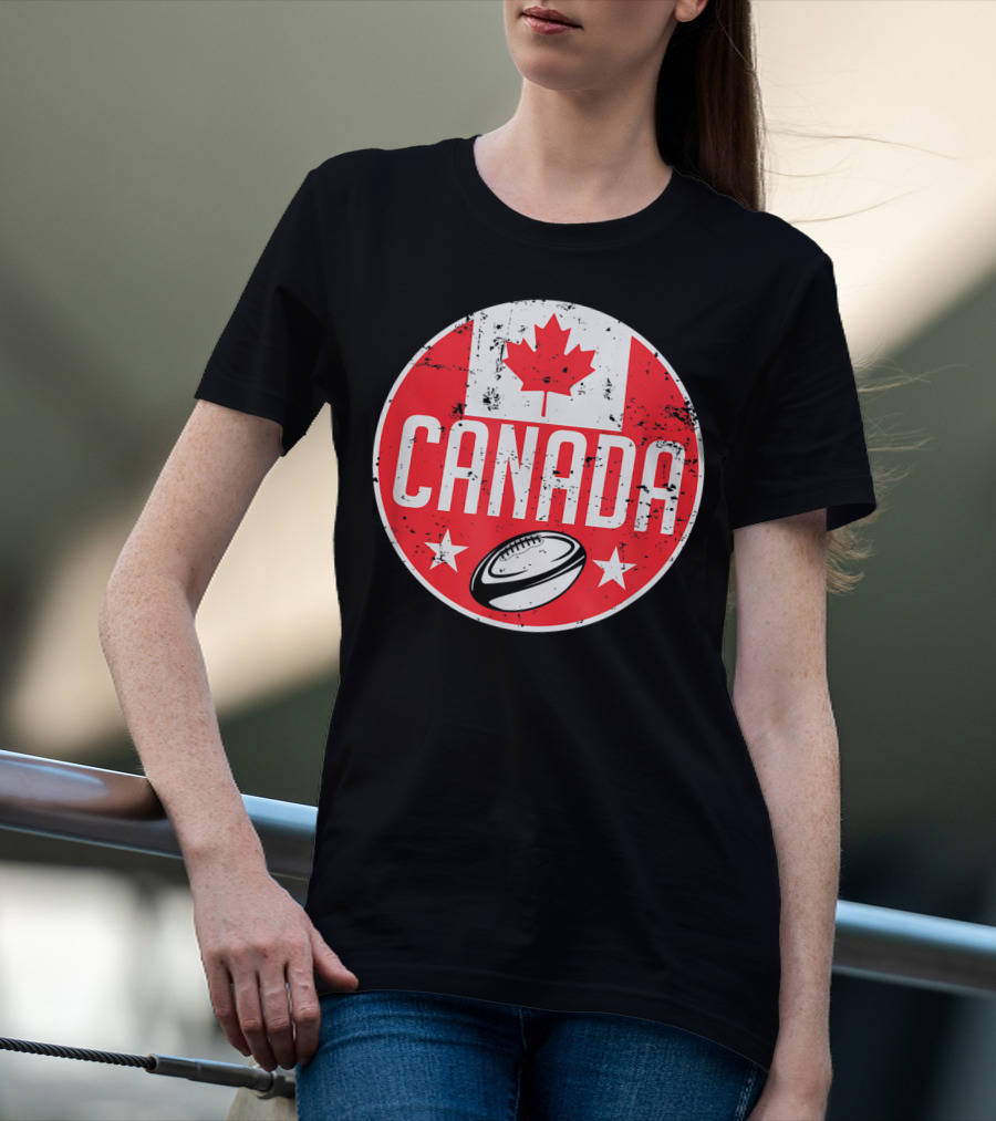 Canada Rugby Flag Supporter Jersey Canadian Maple Leaf Emblem T-Shirt