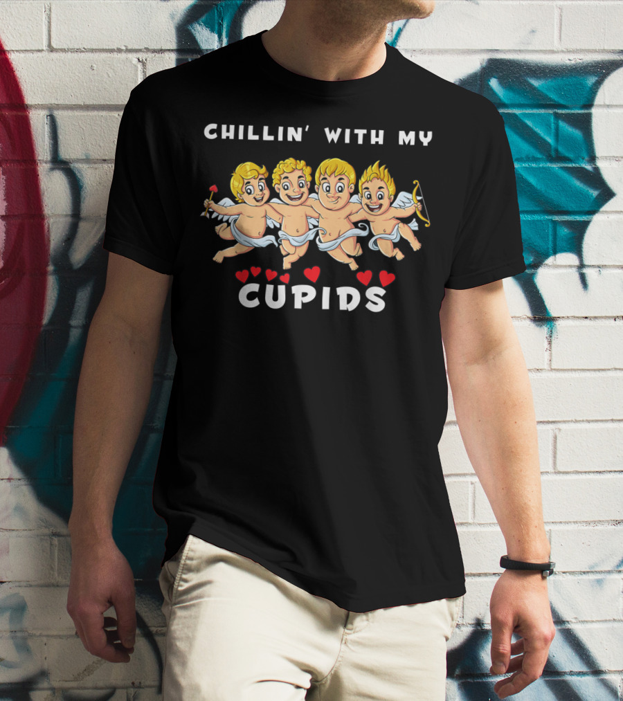 Chillin With My Cupids Valentine's Day Cherubs And Hearts T-Shirt