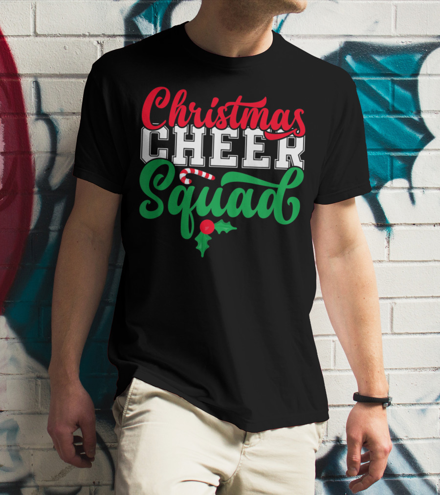 Christmas Cheer Squad Candy Cane Holly Holidays T-Shirt