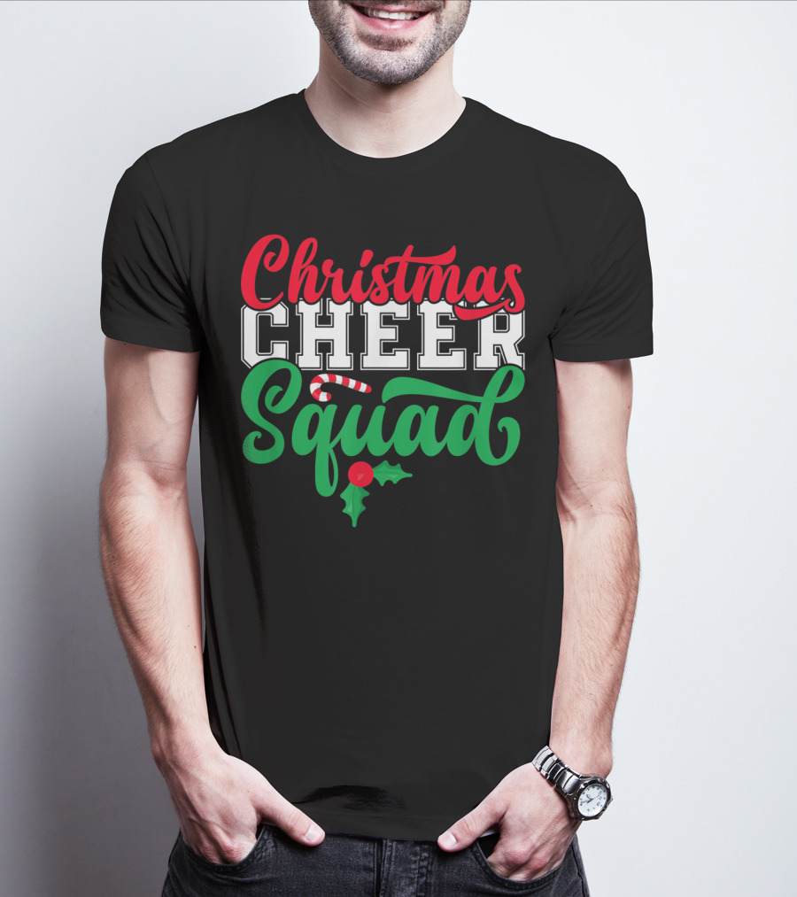 Christmas Cheer Squad Candy Cane Holly Holidays T-Shirt