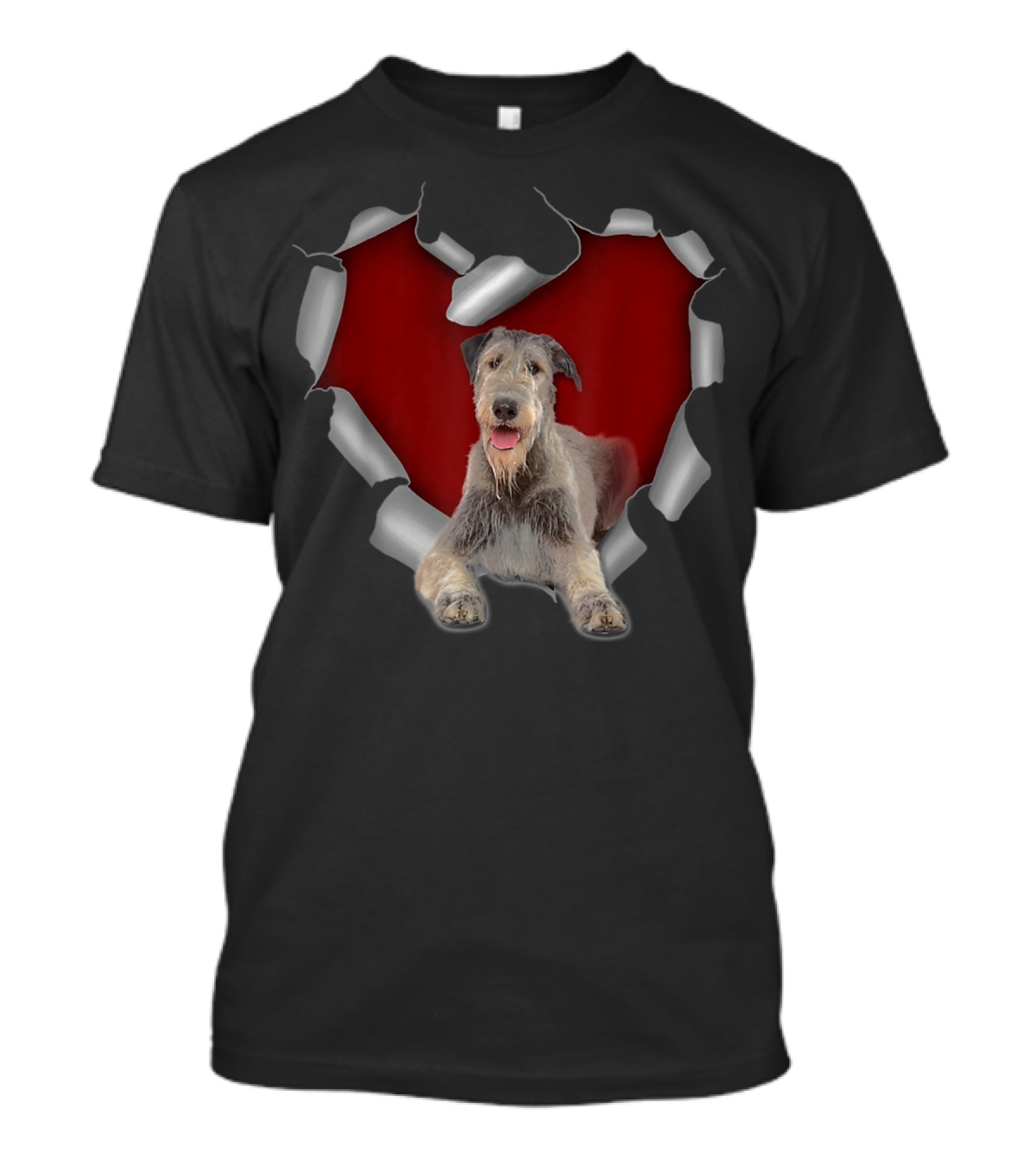 Torn Heart With Irish Wolfhound Dog Image T-Shirt