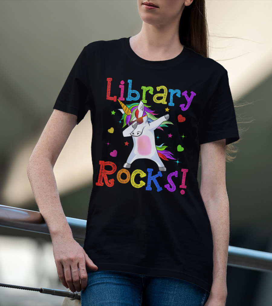 Library Rocks Dabbing Unicorn 1st Day T-Shirt