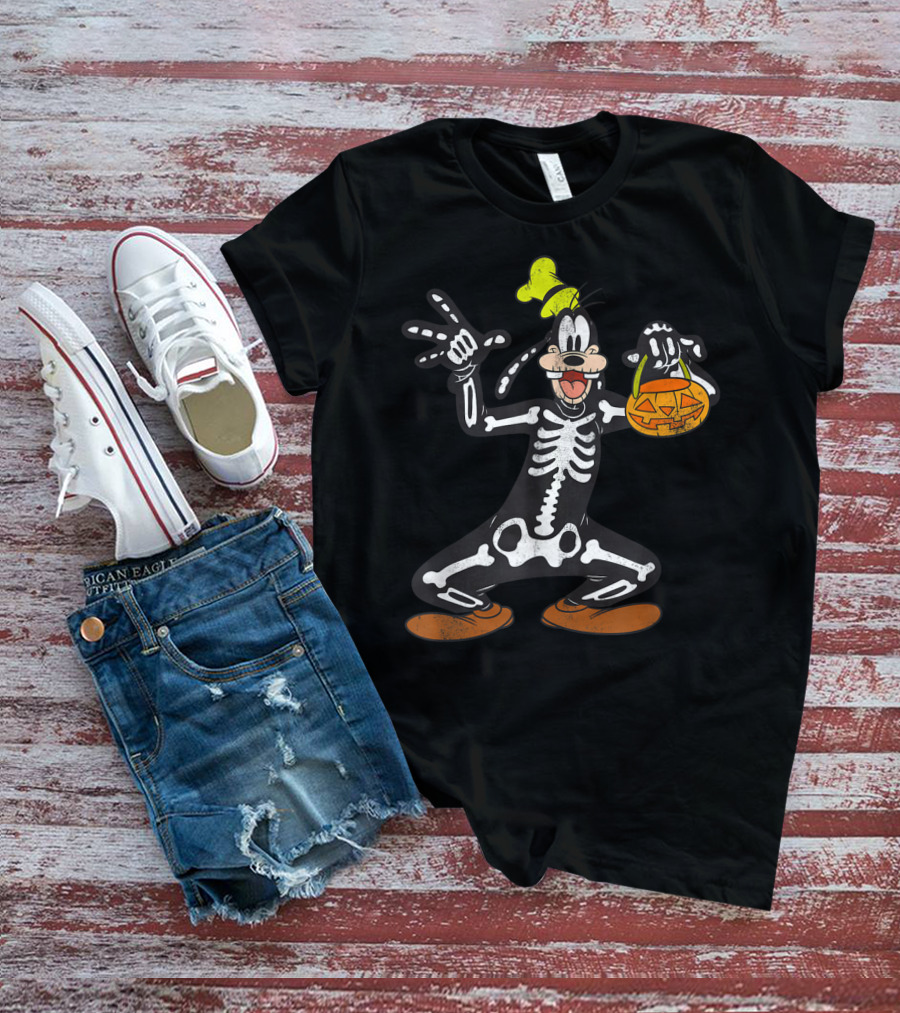 Disney Goofy Halloween Skeleton Jack-O'-Lantern T-Shirt