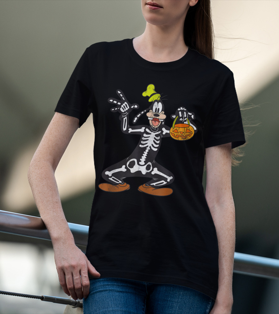Disney Goofy Halloween Skeleton Jack-O'-Lantern T-Shirt
