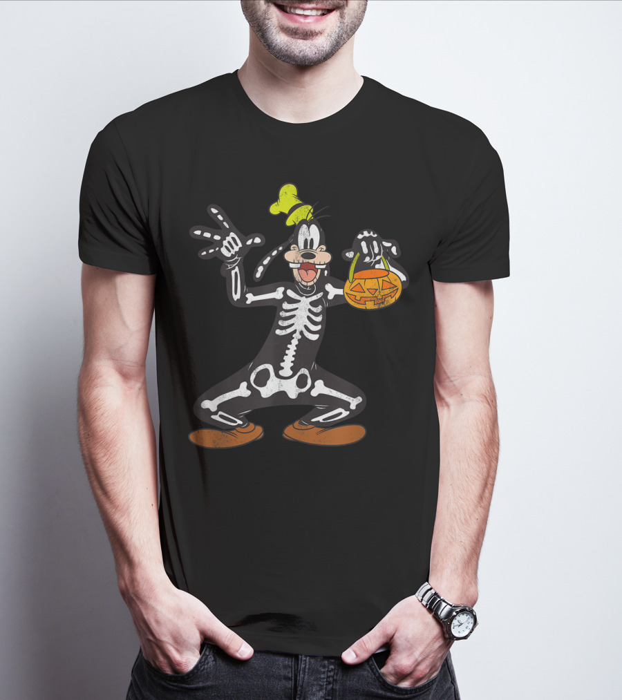 Disney Goofy Halloween Skeleton Jack-O'-Lantern T-Shirt