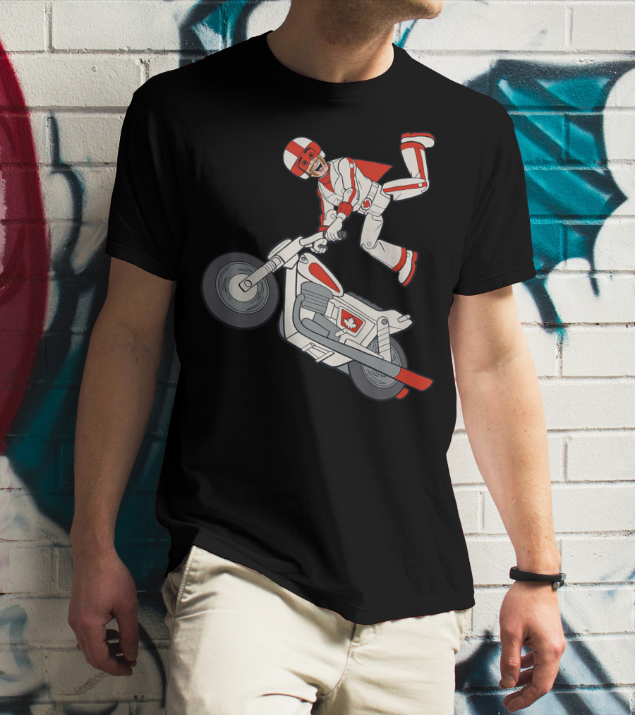 Disney Pixar Toy Story 4 Duke Caboom Canadian Motorcycle Stunt Rider T-Shirt