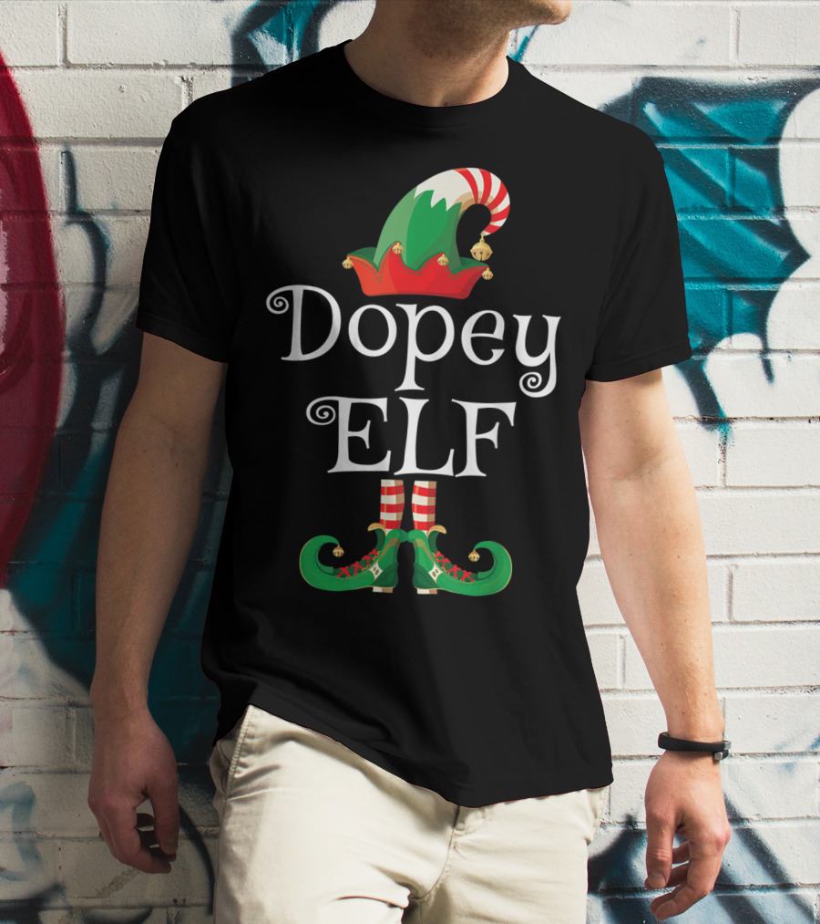 Dopey Elf Christmas Hat And Shoes T-Shirt