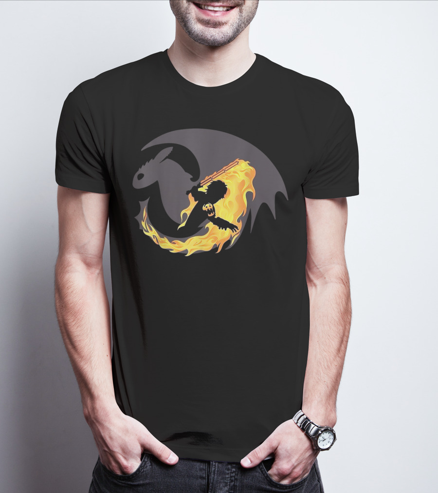 Funny Dragon How To Train Your Dragon With Flaming Rider T-Shirt