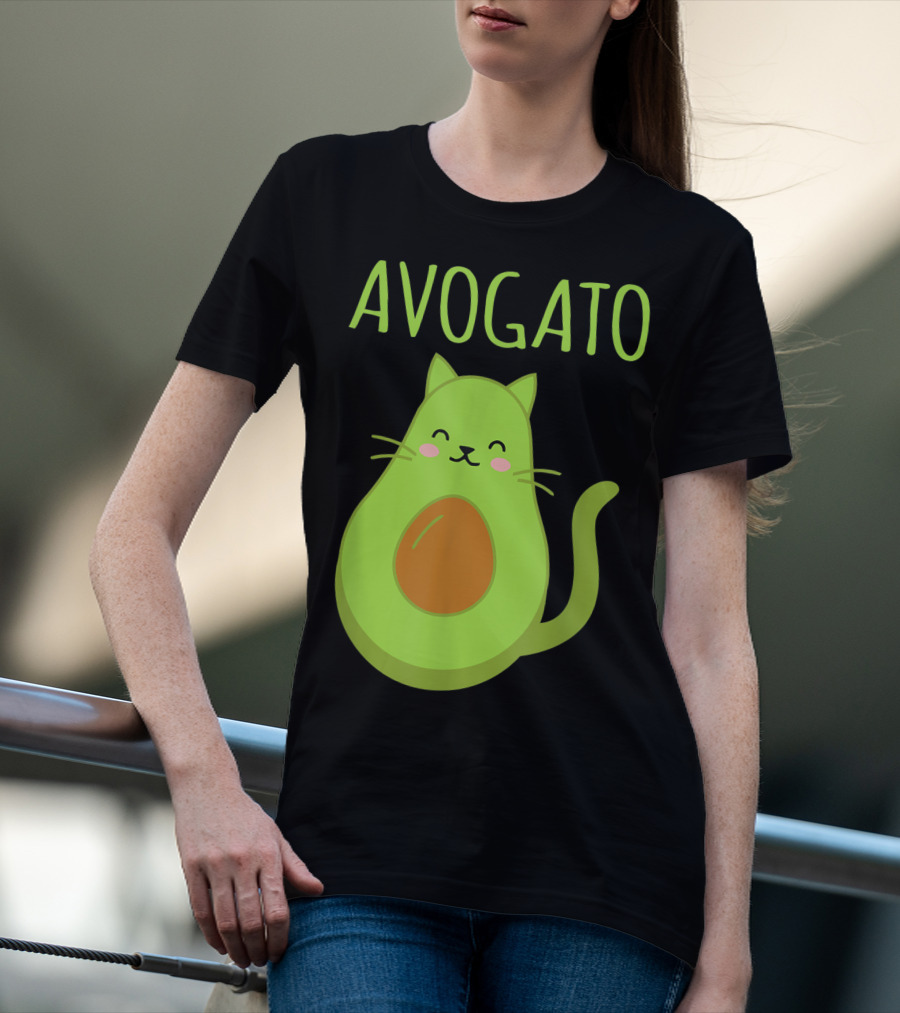 Avogato Funny Cat Avocado Kawaii T-Shirt