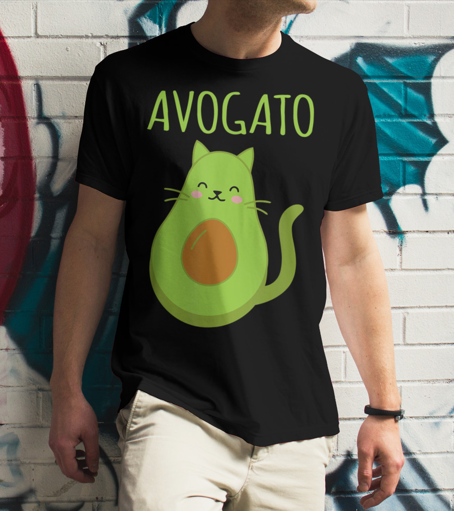 Avogato Funny Cat Avocado Kawaii T-Shirt