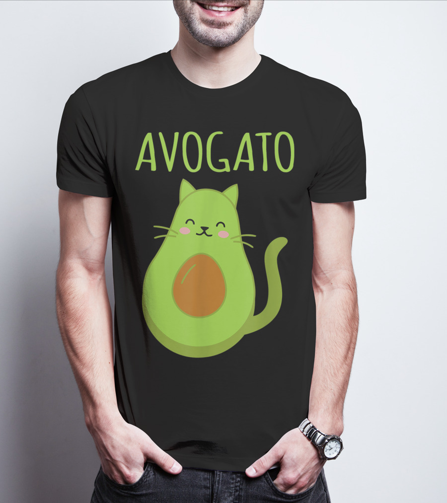 Avogato Funny Cat Avocado Kawaii T-Shirt