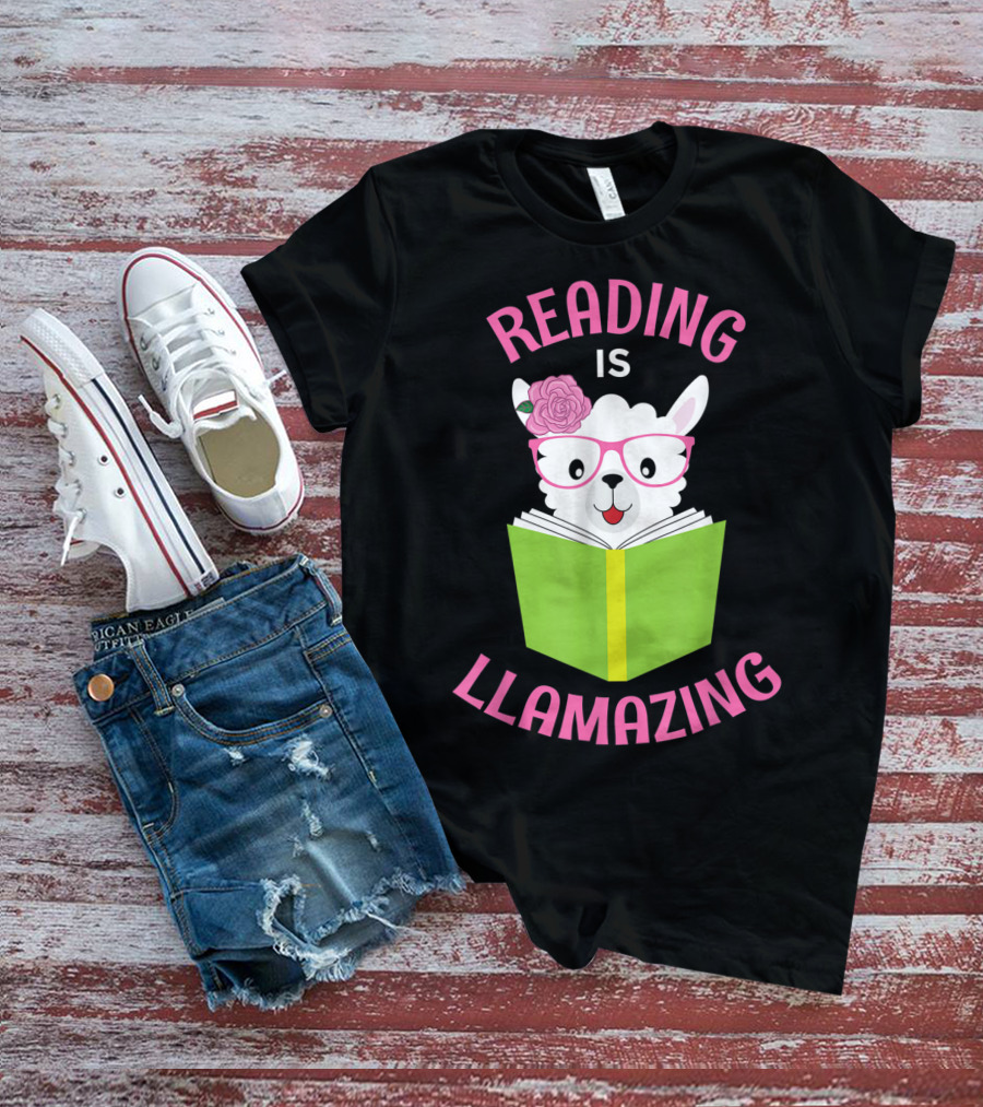 Reading Is Llamazing Funny Llama Librarian Read T-Shirt