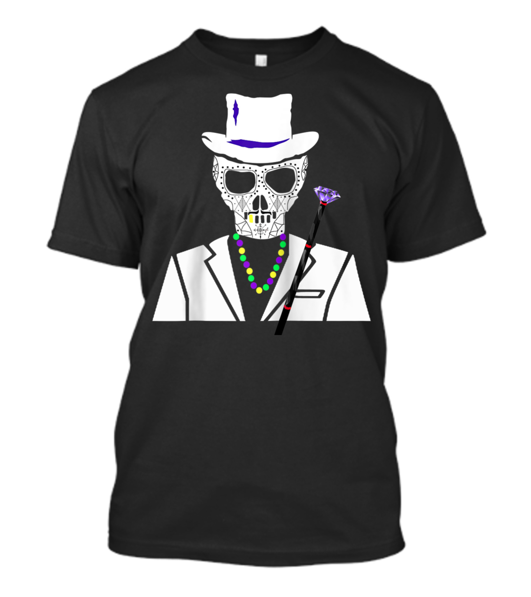 Baron Samedi Voodoo Skeleton With Top Hat And Beads T-Shirt