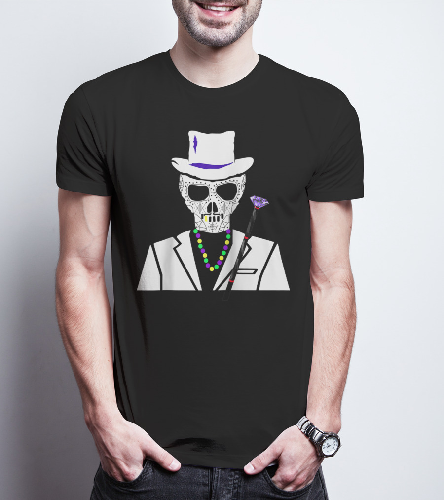 Baron Samedi Voodoo Skeleton With Top Hat And Beads T-Shirt