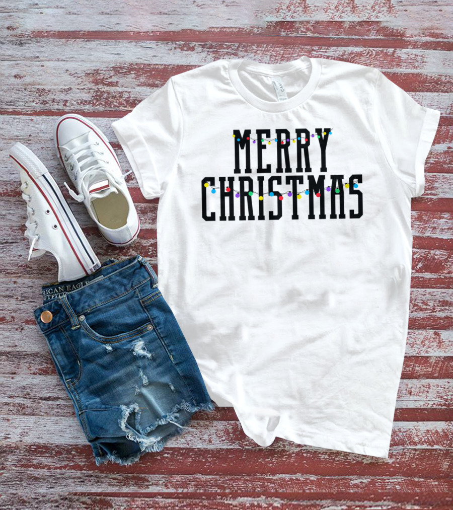 Merry Christmas Lights Festive Holiday Decor T-Shirt