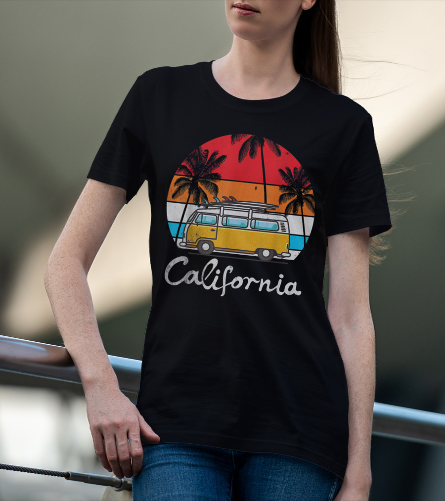 California Surf Van Vintage Sunset Retro T-Shirt