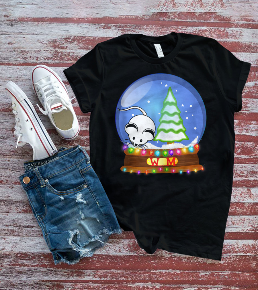 Christmas Snow Globe Santa White Mouse WM Tree T-Shirt