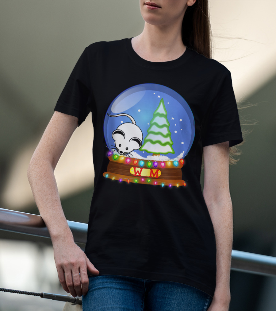 Christmas Snow Globe Santa White Mouse WM Tree T-Shirt