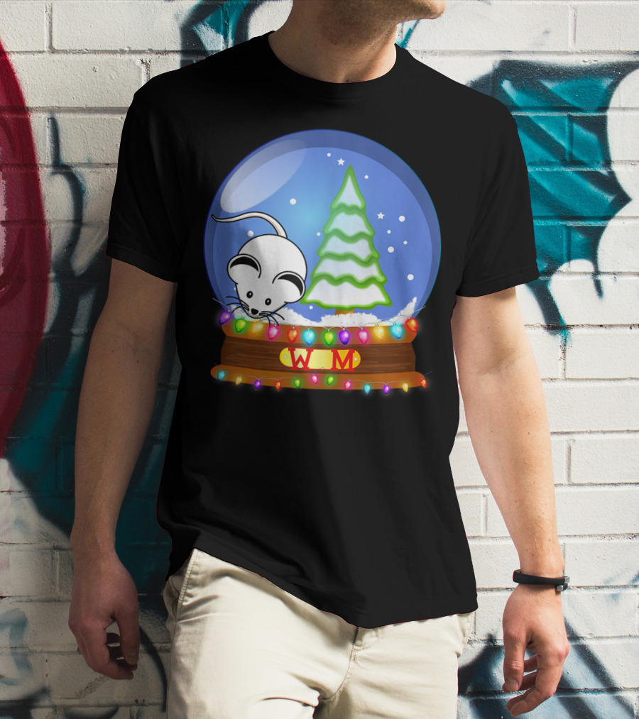 Christmas Snow Globe Santa White Mouse WM Tree T-Shirt