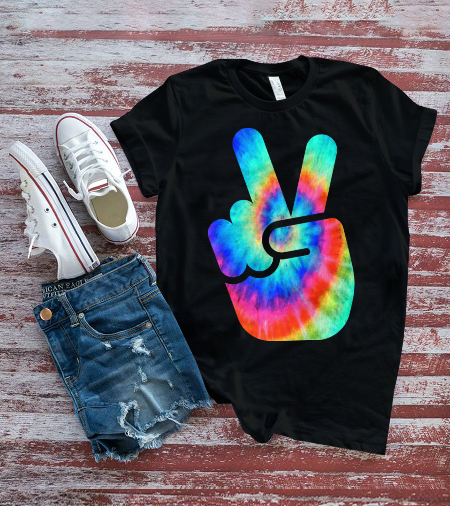 Cool Tie Dye Peace Hand T-Shirt