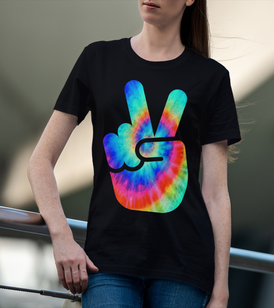 Cool Tie Dye Peace Hand T-Shirt