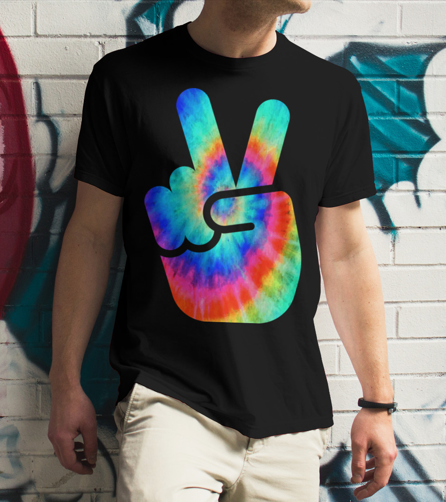 Cool Tie Dye Peace Hand T-Shirt