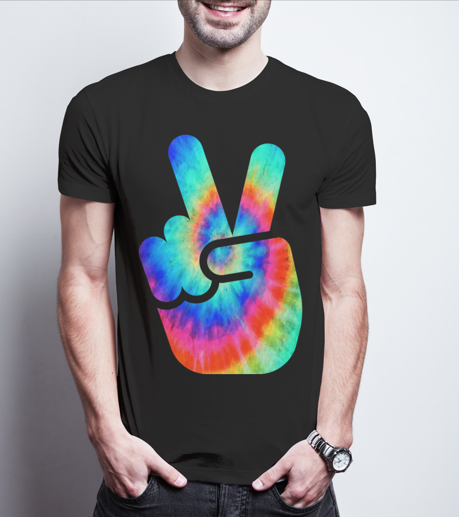 Cool Tie Dye Peace Hand T-Shirt