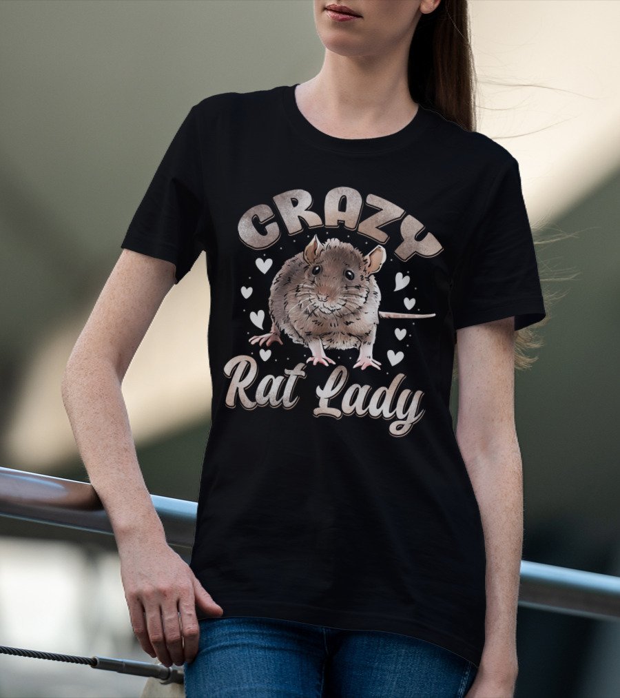 Crazy Rat Lady Heart Rat Mom Mouse Hearts T-Shirt