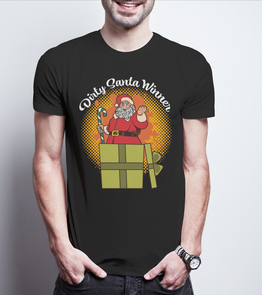 Dirty Santa Winner With Candy Cane And Christmas Gift Box T-Shirt