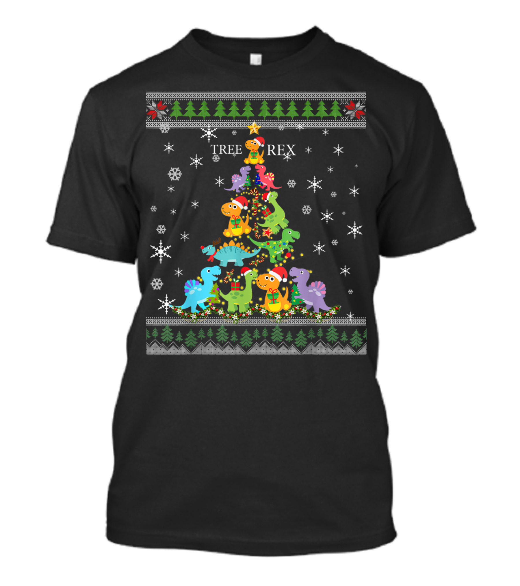 Funny T-Rex Tree Rex Dinosaur Ugly Christmas T-Shirt