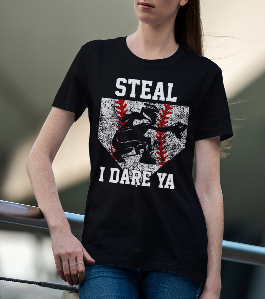 Steal I Dare Ya Girls Softball Catcher T-Shirt
