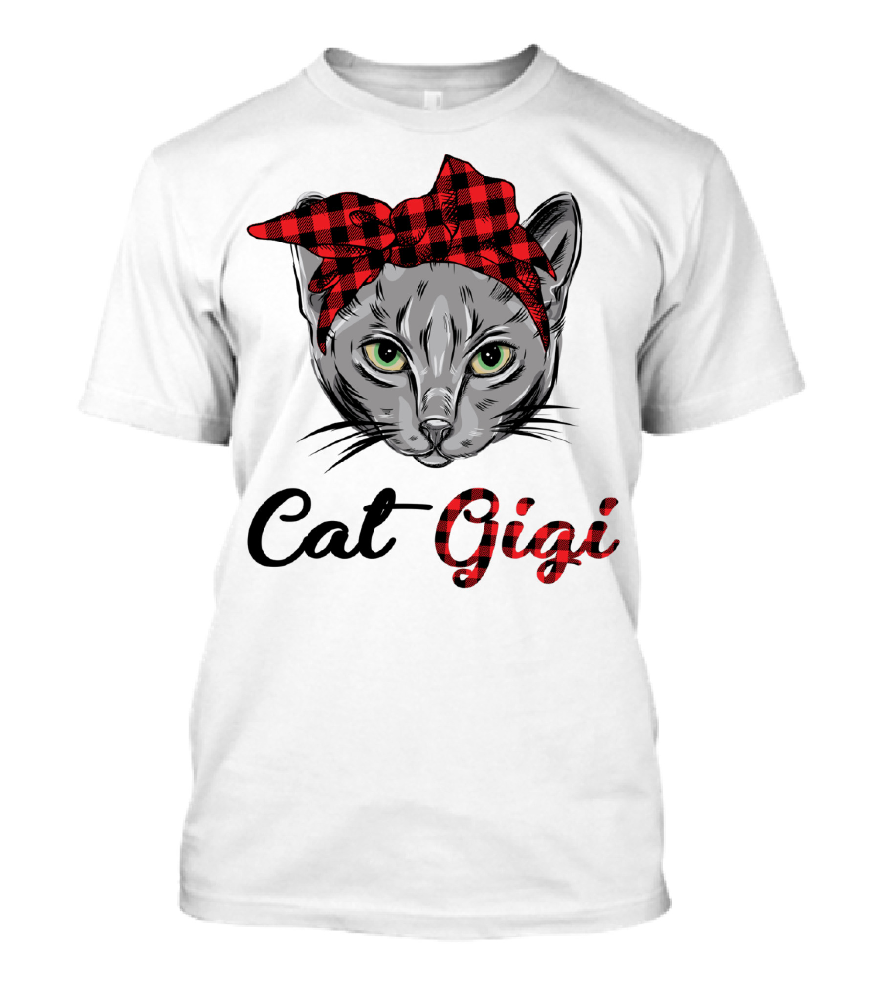 Cat Gigi Buffalo Plaid Grandma Pet T-Shirt