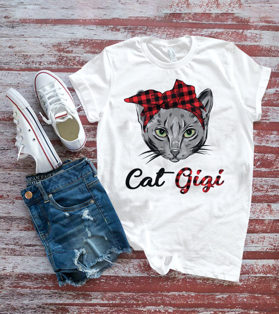 Cat Gigi Buffalo Plaid Grandma Pet T-Shirt